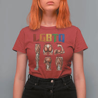 LGBTQ Acronym Funny Fitness Gym Rainbow Muscle Graphic T Shirt For Women Legs Glutes Biceps Triceps Quads