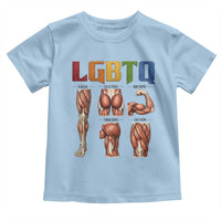LGBTQ Acronym Funny Fitness Gym Rainbow Muscle Graphic Toddler T Shirt Legs Glutes Biceps Triceps Quads