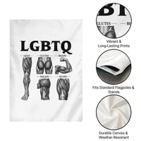 LGBTQ Acronym Funny Fitness Gym Muscle Graphic Garden Flag Legs Glutes Biceps Triceps Quads