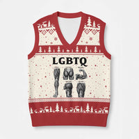 LGBTQ Acronym Funny Fitness Gym Muscle Graphic V-Neck Knit Sweater Vest Legs Glutes Biceps Triceps Quads