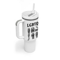 LGBTQ Acronym Funny Fitness Gym Muscle Graphic Tumbler With Handle Legs Glutes Biceps Triceps Quads