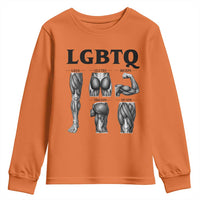 LGBTQ Acronym Funny Fitness Gym Muscle Graphic Youth Sweatshirt Legs Glutes Biceps Triceps Quads