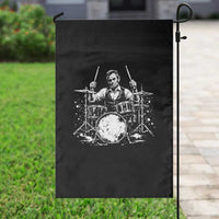 Vintage Abraham Lincoln Playing Drums Graphic Garden Flag Abe Musician Patriotic Rockstar Drummer President
