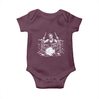 Vintage Abraham Lincoln Playing Drums Graphic Baby Onesie Abe Musician Patriotic Rockstar Drummer President