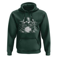 Vintage Abraham Lincoln Playing Drums Graphic Hoodie Abe Musician Patriotic Rockstar Drummer President