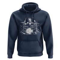 Vintage Abraham Lincoln Playing Drums Graphic Hoodie Abe Musician Patriotic Rockstar Drummer President