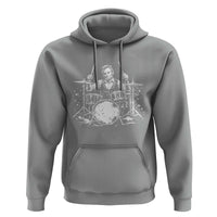 Vintage Abraham Lincoln Playing Drums Graphic Hoodie Abe Musician Patriotic Rockstar Drummer President