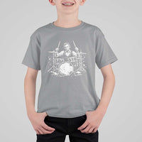 Vintage Abraham Lincoln Playing Drums Graphic T Shirt For Kid Abe Musician Patriotic Rockstar Drummer President