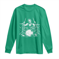 Vintage Abraham Lincoln Playing Drums Graphic Long Sleeve Shirt Abe Musician Patriotic Rockstar Drummer President