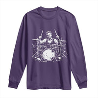 Vintage Abraham Lincoln Playing Drums Graphic Long Sleeve Shirt Abe Musician Patriotic Rockstar Drummer President