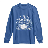 Vintage Abraham Lincoln Playing Drums Graphic Long Sleeve Shirt Abe Musician Patriotic Rockstar Drummer President