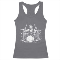 Vintage Abraham Lincoln Playing Drums Graphic Racerback Tank Top Abe Musician Patriotic Rockstar Drummer President