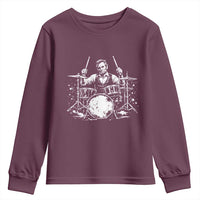 Vintage Abraham Lincoln Playing Drums Graphic Youth Sweatshirt Abe Musician Patriotic Rockstar Drummer President