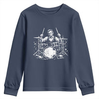 Vintage Abraham Lincoln Playing Drums Graphic Youth Sweatshirt Abe Musician Patriotic Rockstar Drummer President