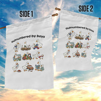 Outnumbered By Boys Funny Goose Mom Life Garden Flag Chaos Coordinator Motherhood Mothers Day Gag Gift