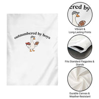 Outnumbered By Boys Cute Goose Sporty Mom Garden Flag Football and Truck Motherhood Mothers Day Gag Gift