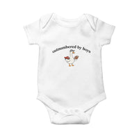 Outnumbered By Boys Cute Goose Sporty Mom Baby Onesie Football and Truck Motherhood Mothers Day Gag Gift