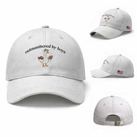 Outnumbered By Boys Cute Goose Sporty Mom Baseball Cap Football and Truck Motherhood Mothers Day Gag Gift