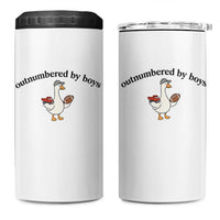 Outnumbered By Boys Cute Goose Sporty Mom 4 in 1 Can Cooler Tumbler Football and Truck Motherhood Mothers Day Gag Gift