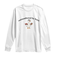 Outnumbered By Boys Cute Goose Sporty Mom Long Sleeve Shirt Football and Truck Motherhood Mothers Day Gag Gift
