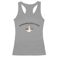 Outnumbered By Boys Cute Goose Sporty Mom Racerback Tank Top Football and Truck Motherhood Mothers Day Gag Gift
