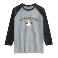 Outnumbered By Boys Cute Goose Sporty Mom Raglan Shirt Football and Truck Motherhood Mothers Day Gag Gift