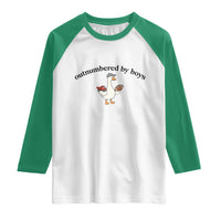Outnumbered By Boys Cute Goose Sporty Mom Raglan Shirt Football and Truck Motherhood Mothers Day Gag Gift