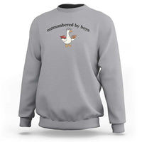 Outnumbered By Boys Cute Goose Sporty Mom Sweatshirt Football and Truck Motherhood Mothers Day Gag Gift