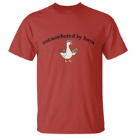 Outnumbered By Boys Cute Goose Sporty Mom T Shirt Football and Truck Motherhood Mothers Day Gag Gift
