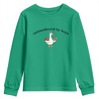 Outnumbered By Boys Cute Goose Sporty Mom Youth Sweatshirt Football and Truck Motherhood Mothers Day Gag Gift