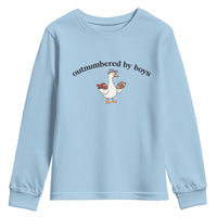 Outnumbered By Boys Cute Goose Sporty Mom Youth Sweatshirt Football and Truck Motherhood Mothers Day Gag Gift