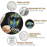 Stay Cool Save The Planet Eco-Friendly Earth Day Throw Blanket Cute Cartoon Globe with Sunglasses for Environmental Awareness