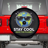 Stay Cool Save The Planet Eco-Friendly Earth Day Spare Tire Cover Cute Cartoon Globe with Sunglasses for Environmental Awareness