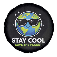 Stay Cool Save The Planet Eco-Friendly Earth Day Spare Tire Cover Cute Cartoon Globe with Sunglasses for Environmental Awareness
