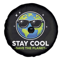 Stay Cool Save The Planet Eco-Friendly Earth Day Spare Tire Cover Cute Cartoon Globe with Sunglasses for Environmental Awareness