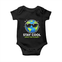 Stay Cool Save The Planet Eco-Friendly Earth Day Baby Onesie Cute Cartoon Globe with Sunglasses for Environmental Awareness