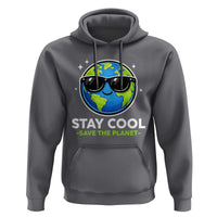 Stay Cool Save The Planet Eco-Friendly Earth Day Hoodie Cute Cartoon Globe with Sunglasses for Environmental Awareness