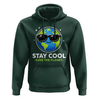Stay Cool Save The Planet Eco-Friendly Earth Day Hoodie Cute Cartoon Globe with Sunglasses for Environmental Awareness