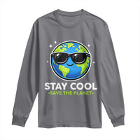 Stay Cool Save The Planet Eco-Friendly Earth Day Long Sleeve Shirt Cute Cartoon Globe with Sunglasses for Environmental Awareness