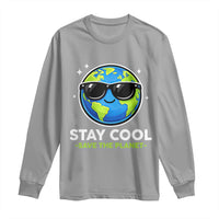 Stay Cool Save The Planet Eco-Friendly Earth Day Long Sleeve Shirt Cute Cartoon Globe with Sunglasses for Environmental Awareness