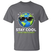Stay Cool Save The Planet Eco-Friendly Earth Day T Shirt Cute Cartoon Globe with Sunglasses for Environmental Awareness