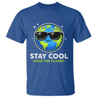 Stay Cool Save The Planet Eco-Friendly Earth Day T Shirt Cute Cartoon Globe with Sunglasses for Environmental Awareness