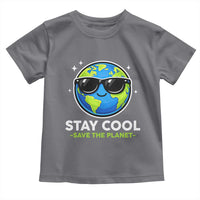 Stay Cool Save The Planet Eco-Friendly Earth Day Toddler T Shirt Cute Cartoon Globe with Sunglasses for Environmental Awareness
