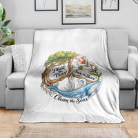Plant The Trees Save The Bees Clean The Seas Throw Blanket Vintage Peace Sign Aesthetic Nature Lover Ocean Conservation