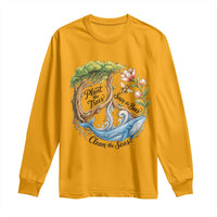 Plant The Trees Save The Bees Clean The Seas Long Sleeve Shirt Vintage Peace Sign Aesthetic Nature Lover Ocean Conservation