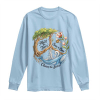 Plant The Trees Save The Bees Clean The Seas Long Sleeve Shirt Vintage Peace Sign Aesthetic Nature Lover Ocean Conservation