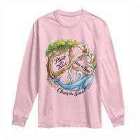 Plant The Trees Save The Bees Clean The Seas Long Sleeve Shirt Vintage Peace Sign Aesthetic Nature Lover Ocean Conservation