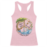 Plant The Trees Save The Bees Clean The Seas Racerback Tank Top Vintage Peace Sign Aesthetic Nature Lover Ocean Conservation