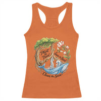 Plant The Trees Save The Bees Clean The Seas Racerback Tank Top Vintage Peace Sign Aesthetic Nature Lover Ocean Conservation