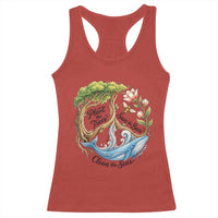 Plant The Trees Save The Bees Clean The Seas Racerback Tank Top Vintage Peace Sign Aesthetic Nature Lover Ocean Conservation